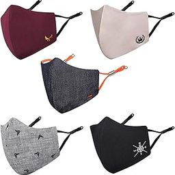 MASQ By Q-One 4 Layer, Reusable, with Ear Adjusters, Anti-Bacterial (BFE>99%) Cotton Cloth Face Mask for Men, Boys (Multicolor, Pack of 5)-20