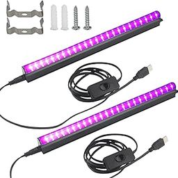 UV Black Light Bar for Glow Party: 10W 1ft USB Portable LED Blacklight Tube Party Supplies for Body Paint Stage Fluorescent Poster Halloween Club Bedroom Decoration Urine Detection 2 Pack-image-64