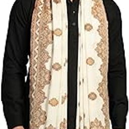 Mens Faux Pashmina Stole, Aztec Design Design, Ivory-image-35