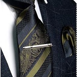 Mens Floral Necktie and Pocket Square Tie Clip Sets for Men-picture-11