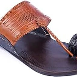 Men's Handmade Kolhapuri Chappal Smooth and Comfortable Flip Flops Slippers Dual Tone Leather Sandals Anti Slip Durable Traditional Indian Footwear-image-53