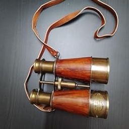 Antique Brass Binoculars with Leather Cover, Vintage Nautical Style Telescope Gift-10
