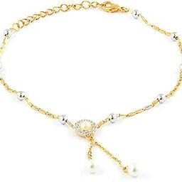 Gold Plated Delicate Anklet with Artificial Pearl for Girls and Women PL1100121G-image-54