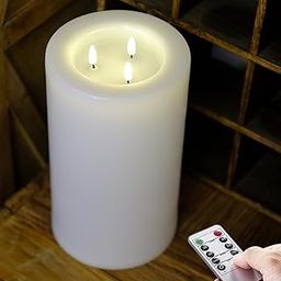 NONNO&ZGF Outdoor XL 6" x 11" Large Flameless Candles with Remote .Rainproof Waterproof LED Battery Operated .Flickering Pillar CANDLES-3-C Batteries Runs 500hours (Not Included)-picture-13
