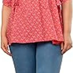 Womens Latest Pure Cotton Printed Regular Fit Collared Neck with Button and Elasticated Sleeve Style Casual Womens Top-image-97