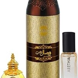 Ajmal Mukhallat AL Wafa CP 12ml & Wisal Dhahab Deo of 200ML & Aretha EDP 20ML Pack of 3 (Total 232ML) for Men & Women-37