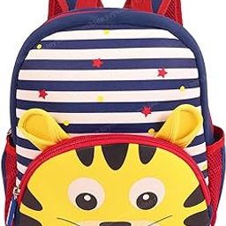 12" Cute Tiger Face Backpack for Kids Girls Boys Toddler Backpack Preschool Nursery Travel Bag - Mini Size - Yellow Multi-image-24