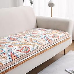 HOKIPO 'LiefNest' Printed Holland Velvet Sofa Cover Mat with Foam Filling for 1/2/3 Seater & L-Shape Sofa. Make Your Own Sofa Cover Set, Mat Size: 90(D) x 220(L) cm, Paisley Multicolor (IN-826-D8)-image-62
