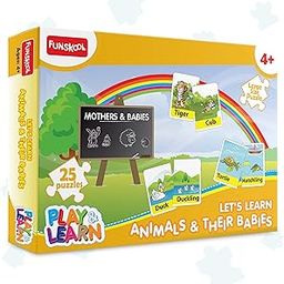 Play & Learn Funskool Animal & Their Babies, Jigsaw Puzzle Game for Kids, 25 Pieces, Educational, Learning & Development, Fun Activity Toy for Childrens, Gift Set for Kid, Age 4+ Years-73