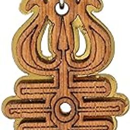 Wooden material , Mahakaal Mahadeva Trishul and Red Crystal, Fashion Pendant Necklace Jewellery for Men and Women-75