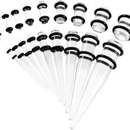 ™ 4x18 Pieces Ear Gauges Stretching Kit Plugs Taper 14G-00G Expanders Clear | Body Piercing Jewelry | Body Jewelry | Fashion Jewelry-image-58
