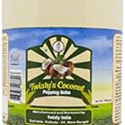 Twisty The Boba Station® Popping Boba for Bubble Tea, Milkshakes, Ice Cream & Yogurt | BubbleTea Variety of Flavors - Vegan | Bubble's1 kg with 10 Pieces Straws (Coconut)-image-1