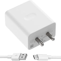 80W Ultra Fast Type-C Charger for OPP-O A54 / OPP-O A 54 Charger Original Adapter Like Mobile Charger Fast QC 5.0 Quick Charger with 1 Meter Type C USB Data Cable (80W,VR-8,WT)-24