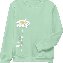 Full Sleeves Sweatshirt For Women's | Cotton Blend Round Neck Full Sleeves Sun Flower Printed Regular Sweatshirt (L, Pista)-image-66