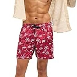 Men's Printed Swim Shorts with Drawstring Closure-image-63