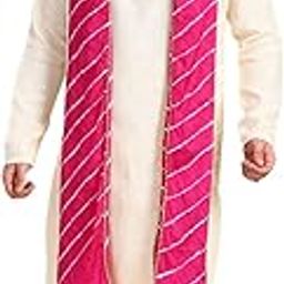 Chiffon Men's Pink Leharia Dupatta For Kurta/Sherwani/Achkan, free size-image-23