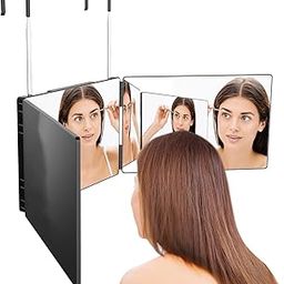 MORPICH 3 Way Mirror for Hair Cutting Self 360 Trifold Barber Mirrors 3 Sided Hair Mirror to See Back of Head Braiding Hair Haircut Tool Three Way Mirror 360 Mirror for Haircuts for Men Women-picture-0
