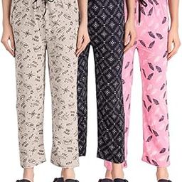 Women Cotton Casual Style Pyjamas With 2 Side Pockets Night Wear Relaxed Fit Pack of 3-image-128