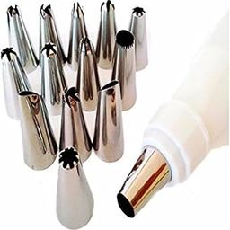 Perfect Pricee 12 Piece Cake Decorating Set Frosting Icing Piping Bag Tips with Steel Nozzles-65