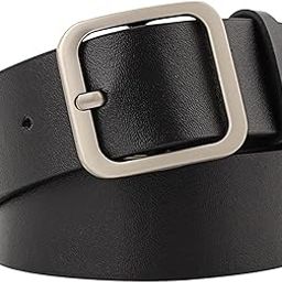 WomenS Pu Leather Belt Adjustable Female Waistband For Skirt Trousers Pants 100Cm Black Silver Buckle-image-72
