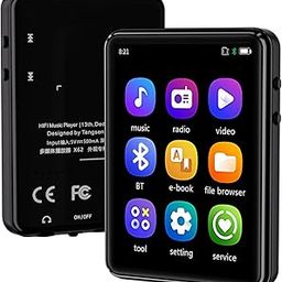 Bluetooth MP3 Player,Touch Screen Portable Digital Mp3 Music Players with Speaker, FM Radio,Recording,HiFi Sound,up to 128GB Expand, for Running,Sports,Travel,Black,64GB-8