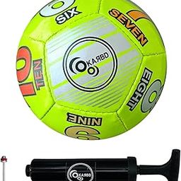 KARBD Hand Stitched Latex Bladder Football with Air Pump and Needle Pin I 12 Panel Ball for Turf & Soft Ground, PVC, Toddlers Age 1-2-3 & Small Kids Play Size 1 Mini, Green Numbers Learning-31