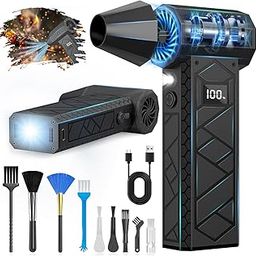 Electric Dust Blower, 10000 mAh LCD Screen Model, Mini Blower with Torch for Outdoor Use, 180000 RPM Compressed Air Spray Cleaning Devices with Wind Speed Level 4, Black-image-36