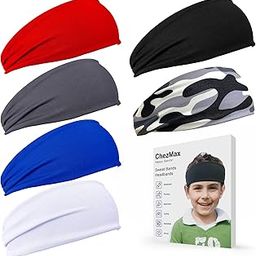 Kids Breathable Sweat-Wicking Sports Headbands, 6-Pack for Boys' Soccer, Baseball, and Athletic Activities-image-1