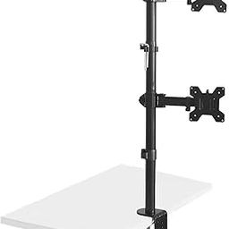 Gadget Wagon Vertical Dual Monitor Desk Table Top Arm Height Adjustable Mount, Swivel & Tilt (with Extension)-0