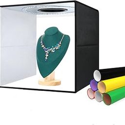 Jubilant Portable Photo Studio Light Box, 40cm Professional Dimmable Shooting Tent Kit with 6 Kinds Double-Sided Color Backgrounds for Product Photography (Black-40cm Studio Box)-image-20