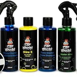 Car Dhobi Complete Car Care Kit – Glass Cleaner, Dashboard Shine, Foam Blaster Shampoo, Scratch Eraser, Interior Master Shine, Air Freshener – 6-in-1 Detailing Combo (5 x 200ml + 1 x 100ml)-0