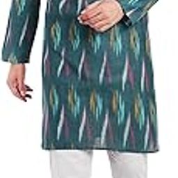 Men's Pure Cotton Printed Kurta Pajama Set Ikat Design Casual Ethnic Dress-picture-28