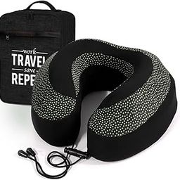 Samadhaan Neck Pillow for Travel, Memory Foam Neck Pillow w Chin Support, Travel Pillow for Flights, Airplane, Train and Home, Neck Support Rest Pillow, Washable Cover - with Travel Bag (Black/Green)-picture-30