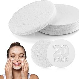 Natural Facial Cleansing Sponges- 20 Count Compressed Facial Sponges Cellulose Reusable Soft Cosmetic Esponjas para Faciales for Professional Makeup Removal, Facials Spa, Exfoliator, Skin Massage-image-51
