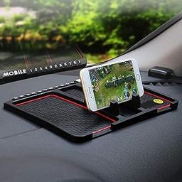 Car Accessories Anti-Slip Car Dashboard Mat & Mobile Phone Holder Mount Non Slip Sticky Rubber Pad for Smartphone, GPS Navigation, God Idols, Toys, Coins & Office Use (Black)-image-97