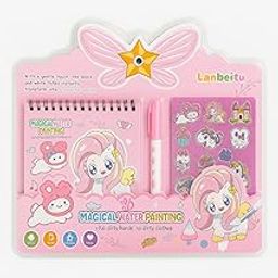 Tashvika's Magical Water Coloring Book for Kids ? Reusable Color Pad with Water Pen & Unicorn Stickers|Girls Birthday Return Gift, Rakhi Gift, Mess-Free Coloring Activity Set-image-16