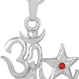 Handcrafted Silver Plated All Religion Secular India CZ Harmony Spirit Om Synthetic Swastika Pendant/Locket Chain Religion Jewellery for Men/Women/Unisex-image-72