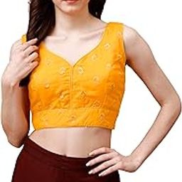 Synthetic Women's Dupion Sequined Sweetheart Readymade Sleeveless Blouse-image-0