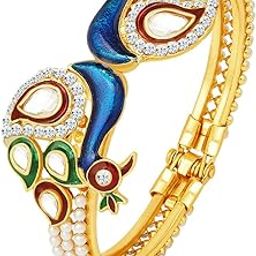 Excellent Peacock Gold Plated Kundan Kada for Women-image-24