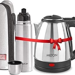 MILTON Euroline Combo Set Go Electro Stainless Steel Electric Kettle, 1.5 Litres, Silver And Flip Lid Thermosteel Hot Or Cold Stainless Steel Water Bottle With Jacket, 1 Litre, Silver,1500 Watts-28