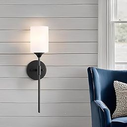 SINOMAN Black Wall Mounted Lamp with Glass Shade Modern Accent Light for Indoor Spaces, E27 Bulb Compatible, Ideal for Bedrooms, Hallways, and Living Areas (with Bulb)-17