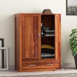 The Home Heaven InteriorSolid Sheesham Wood 2-Door Wardrobe Cupboard Almirah: Elegant Storage Solution for Clothes (Teak)-image-2