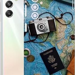 AtOdds - Samsung Galaxy M34 (5G) Mobile Back Skin Sticker - Lamination - Rear Screen Guard Protector Film Wrap (Coverage - Back+Camera+Sides) (Design - Travel Map)-image-87