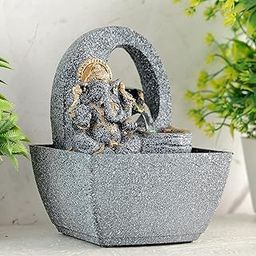 Global Grabbers Polyresin Table Top Indoor Outdoor Water Fall Fountain with LED Lights Home Decor Decoration Gift Gifting Items-STN_GRY-SF25-image-36