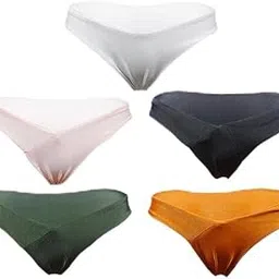 snappsy Womens Low-Rise Thong T-Back Pearls Bottom G-String Underwear Dark Orange M-picture-17