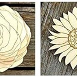300Sparkles Combo of Wooden Rose/Sunflower/Butterfly MDF Shapes Crafts Room Decor, Artistic DIY Work Art and Craft Handmade G1ift 20 pcs of Each (3x3 inch) (Rose-Sunflower)-image-88