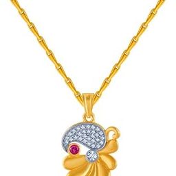 p.c. chandra jewellers 14k (585) Yellow Gold and American Diamond Pendant for Women-picture-20