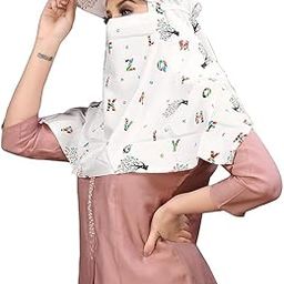 Female Cotton Rayon Women's Scarf Cum Mask Universal Size/Usable For Vehicle Driver For Sunlight Uv Protection/White Printed Design (Cap_Abcd, Free)-image-14