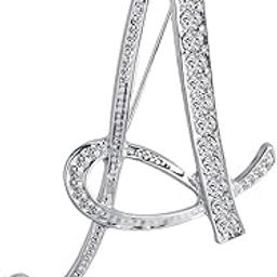 Letter Brooch A-Z 26 Personalized Design Letters Initial Pins Clear Crystal Rhinestone Breastpin-image-73