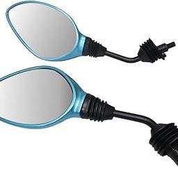 TVS Bike Mirrors Set, Wide-Angle for Maximum Visibility While Taking Turn, Handle Bar Rear View Mirror| Adjustable Rotable Convex Mirror| Hunter (Turquoise Blue)-image-0